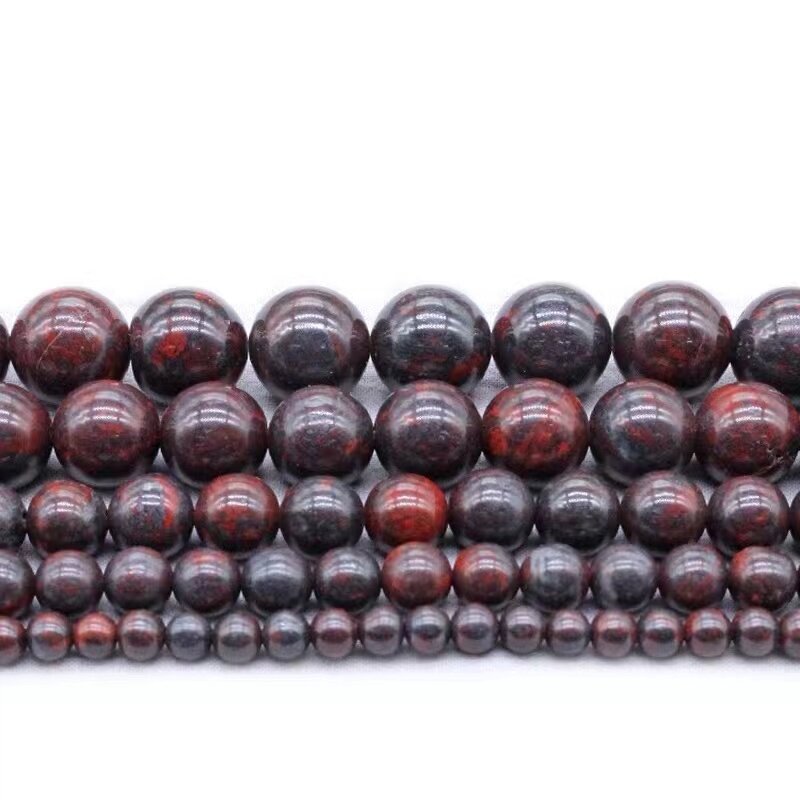 Natural  Stone Beads Smooth Red Bloodstone Loose Round Gem Stone Spacer Beads For DIY jewelry Making Bracelet Necklace Accessory