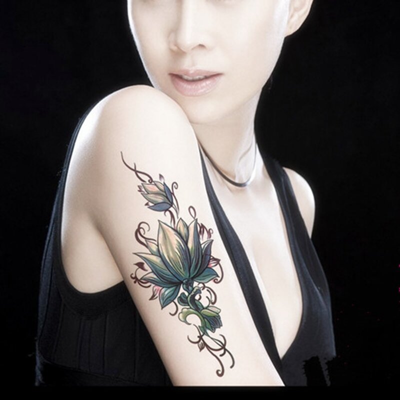 Simple fleurs imperméable à l'eau temporaire tatouage autocollant dessin animé homme femmes enfants faux tatouage autocollants corps bras Tatoo Art jambe ventre