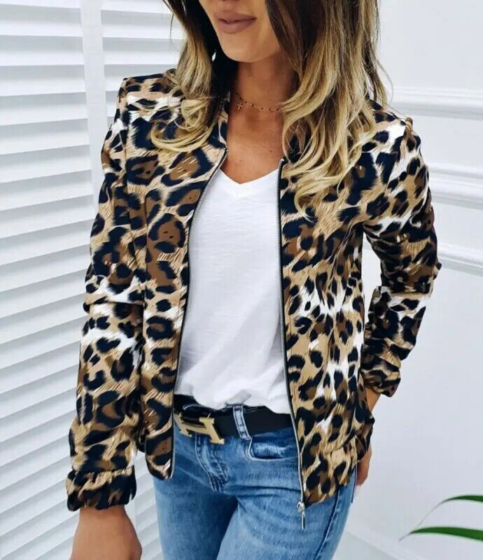 Удобные женские куртки с леопардовым принтом, осенняя теплая Женская куртка на молнии, трендовая куртка для девочек, 2020
