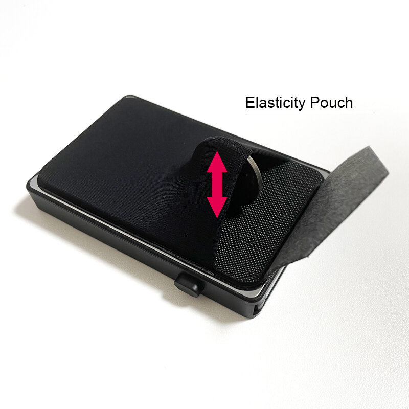 YUECIMIE-cartera inteligente de aluminio y plástico antirrobo con bolsa elástica, funda delgada RFID con soporte para tarjetas y botones Pop-up a la moda