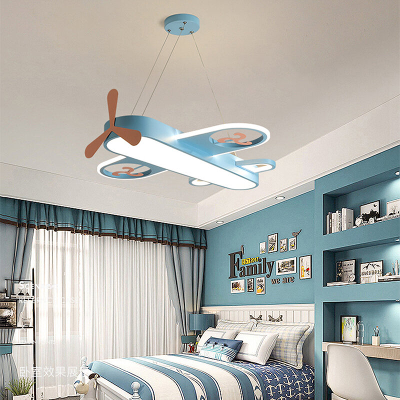 غرفة الأطفال ضوء غرفة نوم بسيطة الحديثة الطائرات مصباح ليد 48 واط الإبداعية شخصية الكرتون الثريا ZY277