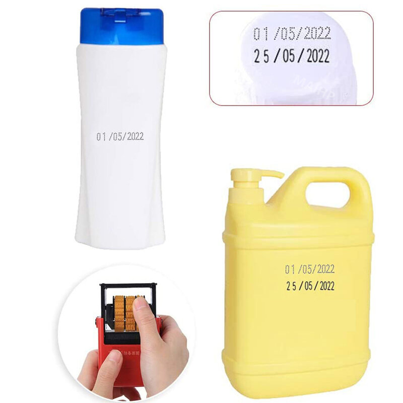 Handheld Food Plastic Bag Bottle Metal Can Date Stamp Black Quick-Drying Ink Date Printer Seal Stamping Machine Solid Dotted
