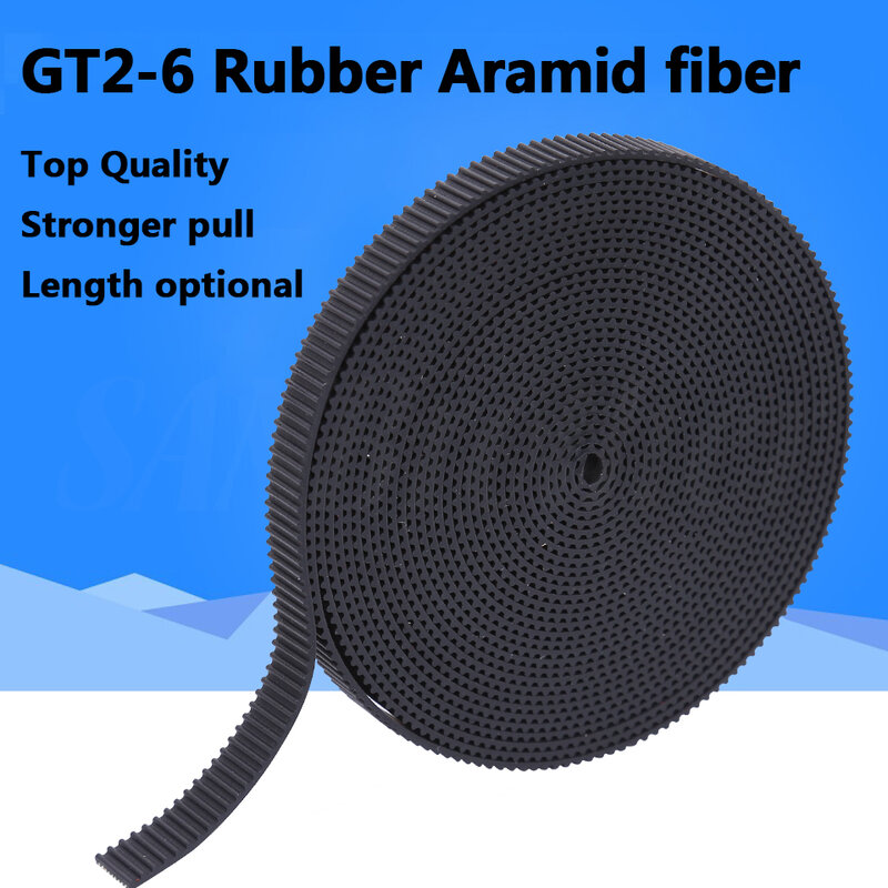 Correa de distribución abierta GT2, fibra de aramida de goma cortada a longitud para impresora 3D, 5m/10m/20m/50m/lote, GT2-6mm/10mm, venta al por mayor