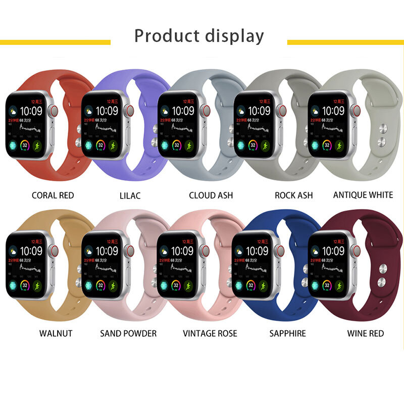 Silicone strap For Apple Watch band 38mm 42mm iwatch 5 Band 44mm 40mm Sport bracelet Rubber watchband for iwatch 4 3 2 1