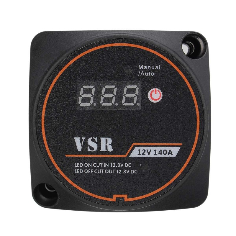 Display Digital Voltase Sensitif Relay Pengisi Daya Terpisah VSR 12V 140A untuk Mobil Kemping RV Kapal Pesiar Pintar Isolator Baterai Ganda