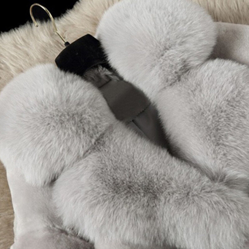 Faux Fur Coats Large Size 5XL Women Winter Fur Thick Long Jacket 2023 New Fashion Women Fake Fox Fur Collar Faux Fur Outerwear