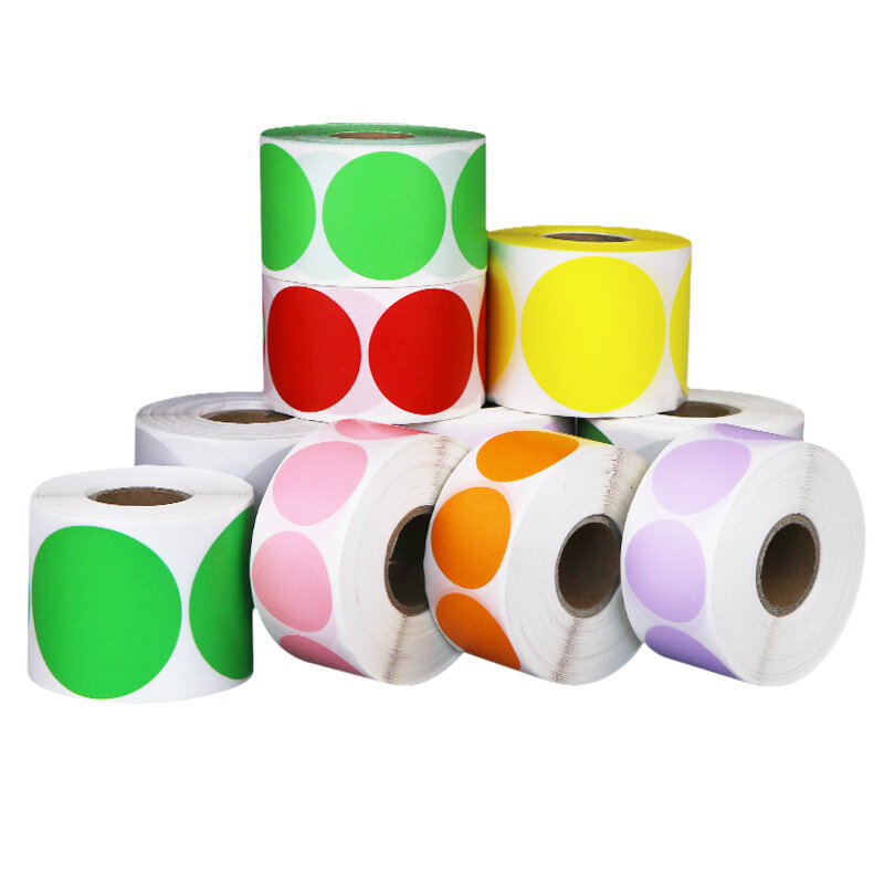 Adesivos etiquetas coloridas 500 peças/rolo, etiquetas de etiqueta com pontos 1 espaço para scrapbook, para presente, embalagem, papelaria