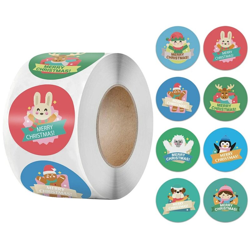 500Pcs Kerst Stickers Kerstman Snowflake Cartoon Zelfklevende Diy Seal Labels Afdichting Stickers Briefpapier Voor Pakket Gift Decor