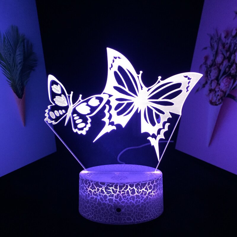 Motylkowy pilot 3D lampka nocna LED stół akrylowy na prezent urodzinowy dla dziecka lampa domowa klimatyczny wystrój lampka nocna