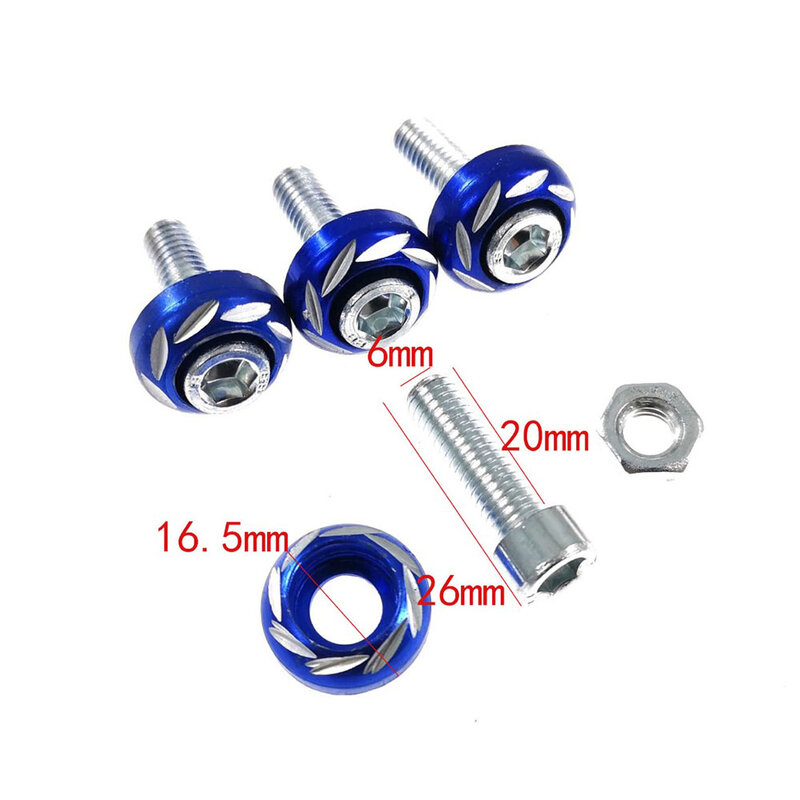 Universal 4pcs Thread License Plate Frame Bolts Screws For Car Truck red License plate screws