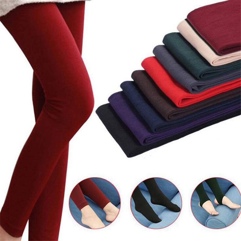 Kobiety wysokiej elastyczności legginsy 2019 jesień zima grube ciepłe Legging szczotkowane podszewka Stretch spodnie polarowe deptać stopy legginsy
