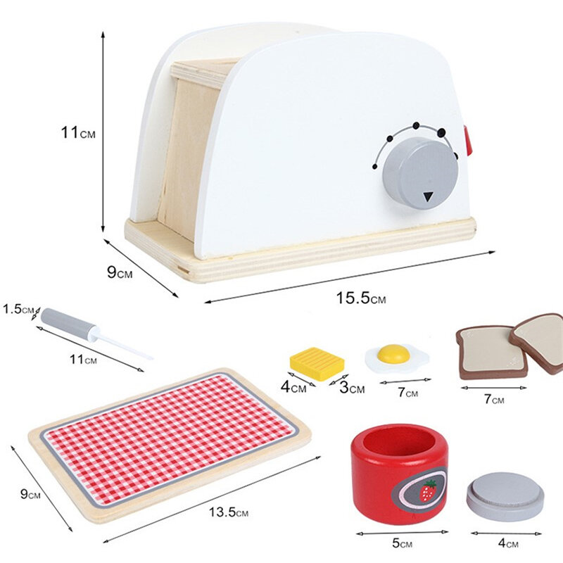 Wooden Toys Kitchen Pretend Play House Toy Wooden Simulation Toaster Machine Coffee Machine Food Mixer Kids Early Education Gift