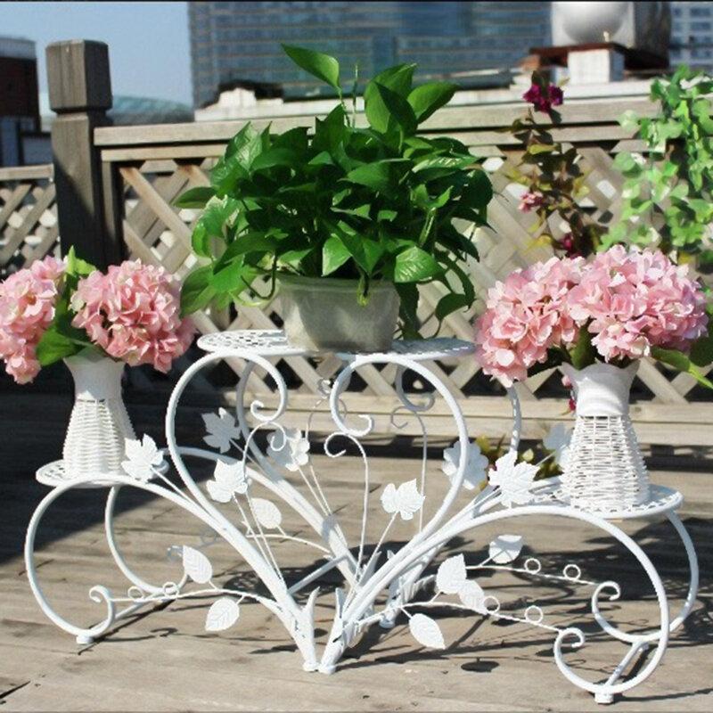 2PCS Classic Tall Anlage Stehen Kunst Blume Topf Halter Rack Pflanzer Outdoor Indoor Terrasse