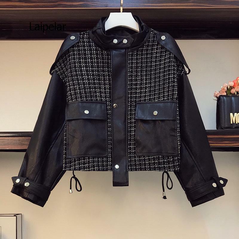 Korean version loose PU leather jacket women spring autumn new fragrance sexy short tops 2021