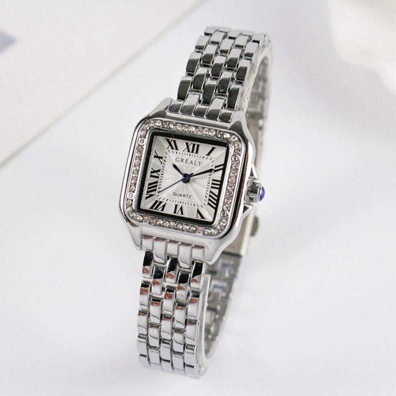 Moda damska kwadratowe zegarki 2021 marka damski zegarek kwarcowy klasyczny srebrny prosty Femme stalowy pasek zegar Zegarek Damski