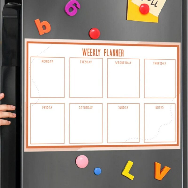 Weekly Monthly Planner Table Dry Erase Whiteboard Fridge Sticker Bulletin Board for Notes Message  Meal Fridge Stickers