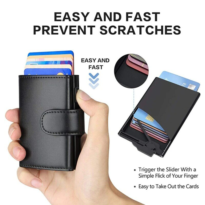 2022 mode Aluminium Kreditkarte Brieftasche RFID Sperrung Trifold Intelligente Männer Brieftaschen 100% Echtem Leder Schlank mit Münze Tasche