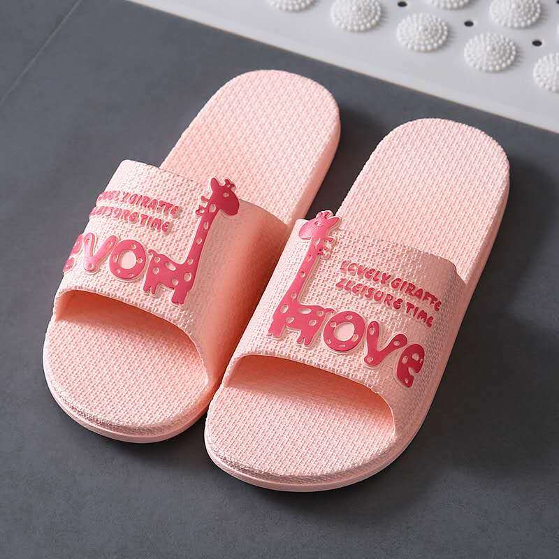 Cartoon love Summer Slippers Women Floor Family Shoes Flip Flops Home Floor Slippers Bathroom Bath Sandal Slippers Women Shoes