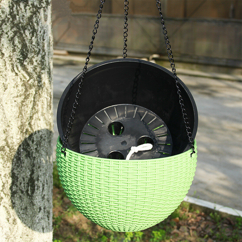 Rattan Hanging Basket Plastic Nursery Flower Pot Hanging Garden Plant Storage Pots Home Decor Bonsai Holder