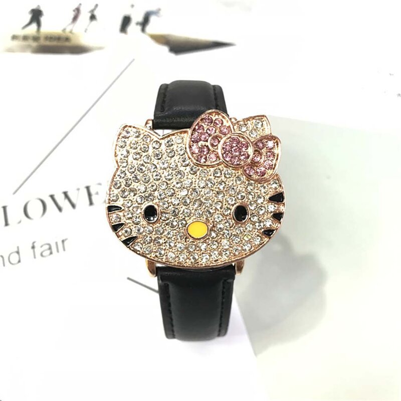 Kt Cat Studded Flip zegarek dziewczęcy pasek kreskówka moda śliczny zegarek dziecięcy specjalizująca się w produkcji zegarków dziecięcych