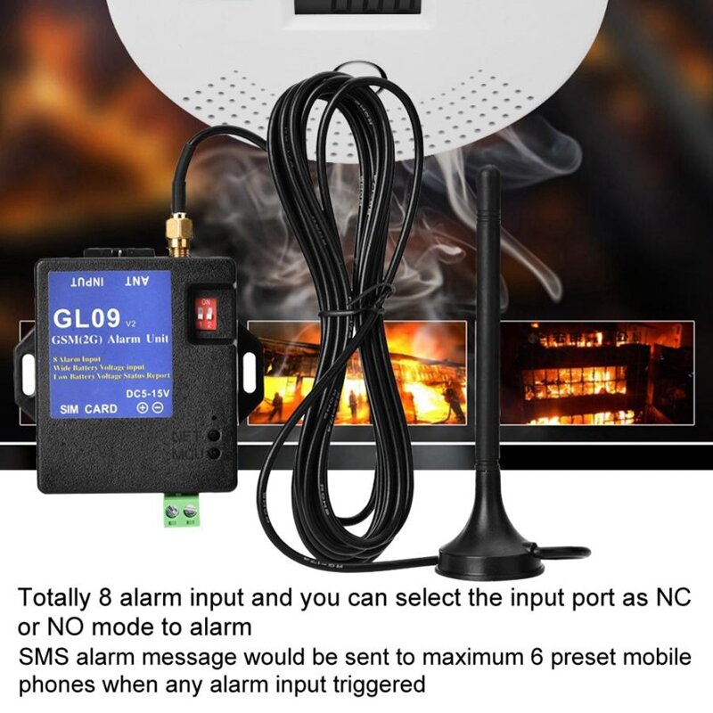GL09 systèmes d'alarme GSM 8 canaux | À piles, système de sécurité d'alerte SMS 2019