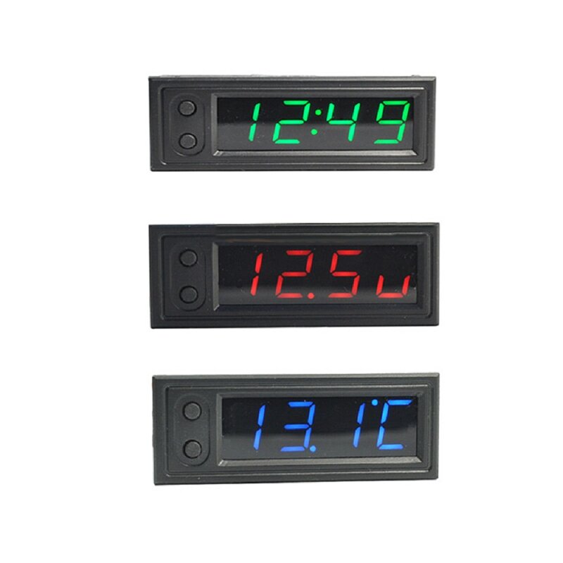 DC5V-27V DIY cyfrowy w kształcie tuby LED zegar elektroniczny data podwójna temperatura termometr samochodowy miernik napięcia Monitor świecący zegar
