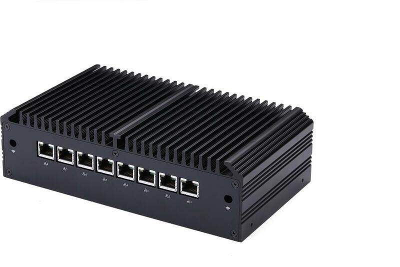 Qotom Fanless Mini PC Core i3 i5 i7 Q800GE with 8 Lan,4USB3.0 2USB2.0,RJ45 COM VPN Gateway Firewall Mini Computer