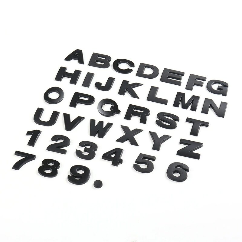 Emblema del alfabeto en 3D, pegatina cromada y negra, insignia Digital, logotipo, accesorios para motocicleta, 45 y 25mm, novedad