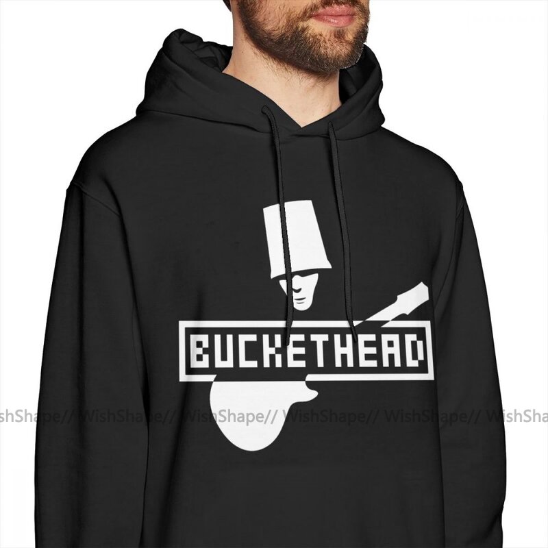 Sudadera con capucha de Buckethead para hombre, Jersey informal de gran tamaño, de algodón, para exteriores, larga y cálida, color negro