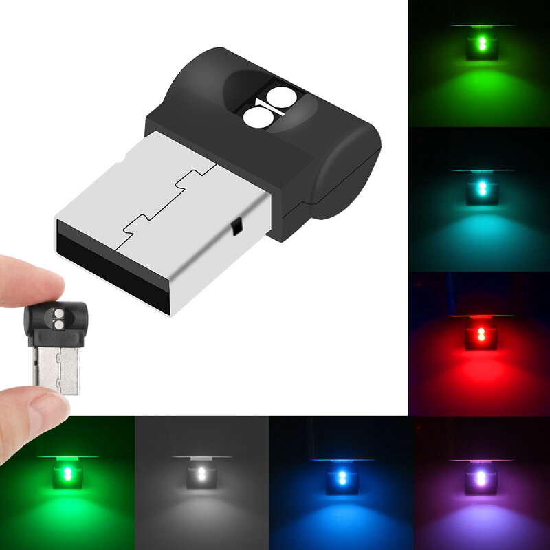 Mini luz LED USB para coche, luz de ambiente Interior, iluminación de emergencia, PC, Lámpara decorativa colorida, accesorio para coche