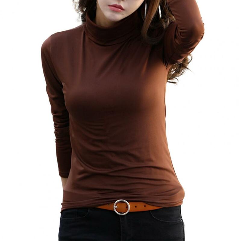 Camicetta da donna autunno 2021 camicetta da donna camicetta termica tinta unita collo alto pullover Slim camicette da donna Slim in peluche