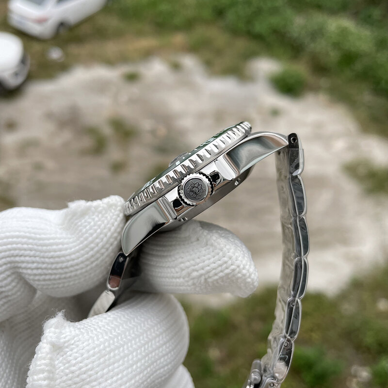 Stalowy zegarek nurkowy SD1953 luksusowy duch wody zegarek dla nurka mężczyźni czarna tarcza szafirowe szkło BGW9 Luminous NH35 automatyczny zegarek nurkowy