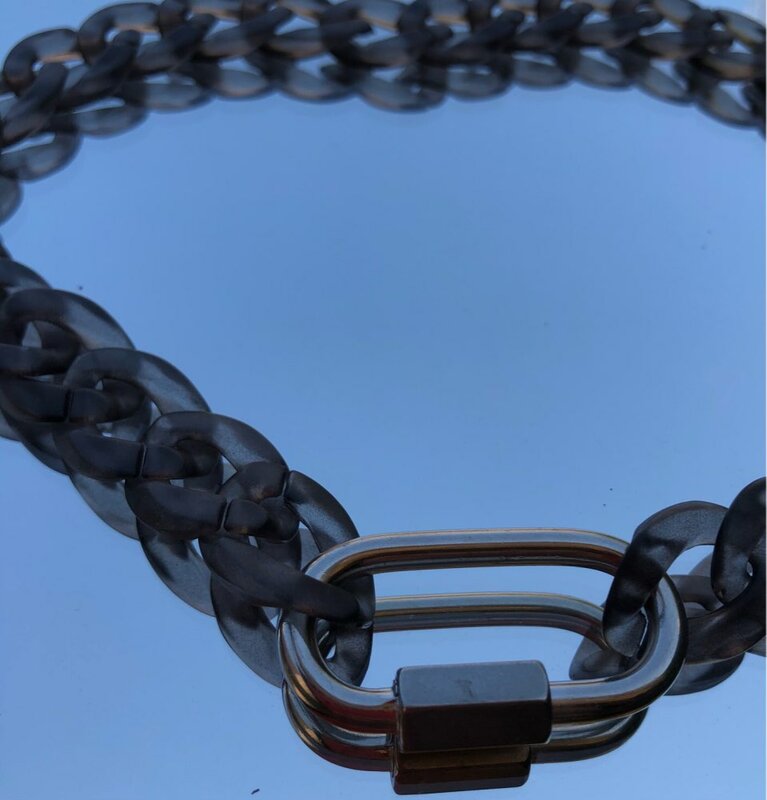 FishSheep-collar con colgante de cadena de acrílico para hombre y mujer, Gargantilla con hebilla de cadena larga, estilo Hip Hop, color negro, joyería 2021