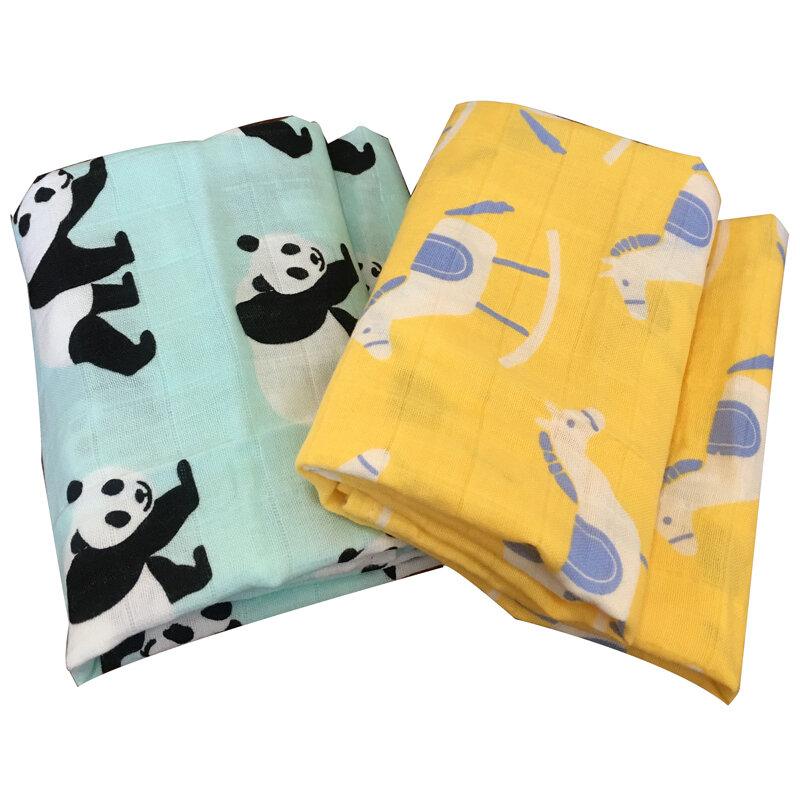 2 Pcs Baby Towel 58x58cm 2 Layers Organic Cotton gauze Material Children Towels Soft Cartoon Towel Baby Bath Towel For Newborns