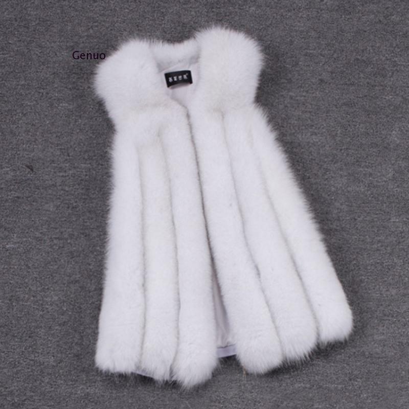 Women Faux Fur Vest Long Fluffy Fox Fur Vest Coat High Quality Plush Winter Overcoat Abrigo Mujer Luxury Femme