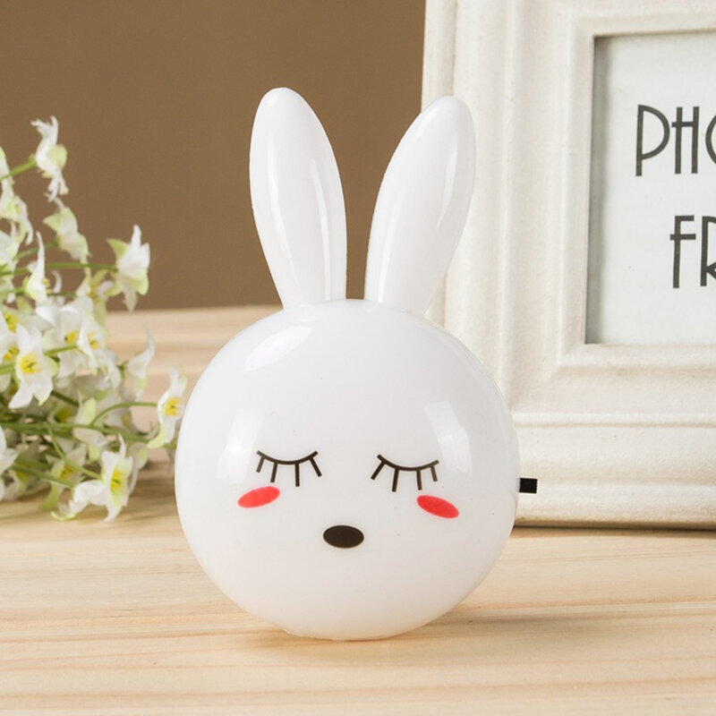 3 Colors LED Cartoon Rabbit Night Lamp Switch ON/OFF Wall Light AC110-220V EU US Plug Bedside Lamp For Children Kids Baby Gifts