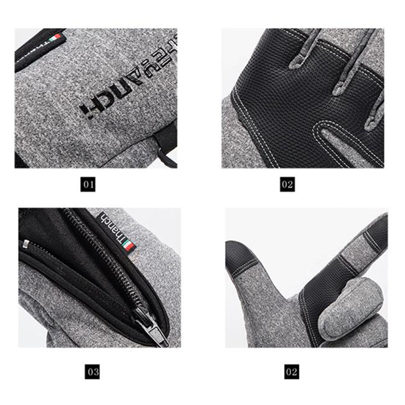 Luvas térmicas de motociclista, material fleece, resistente à água, antiderrapante, uso no inverno, apto para touch screen