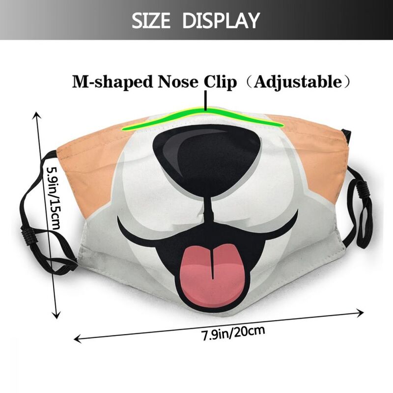 Bark Protection Masks Corgi Herding Dog Pembroke Printing Cotton Muffle Riding Windbreak With PM2.5 Filters