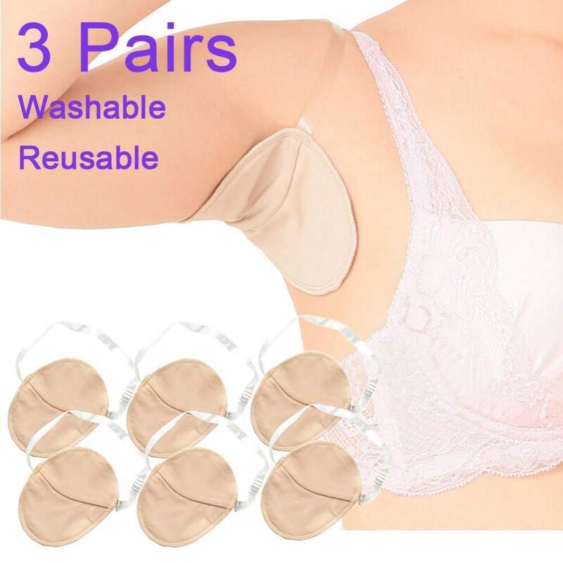 3 Pairs Sweat Armpit Pads Soft Washable Invisible Cushion Reusable Protector