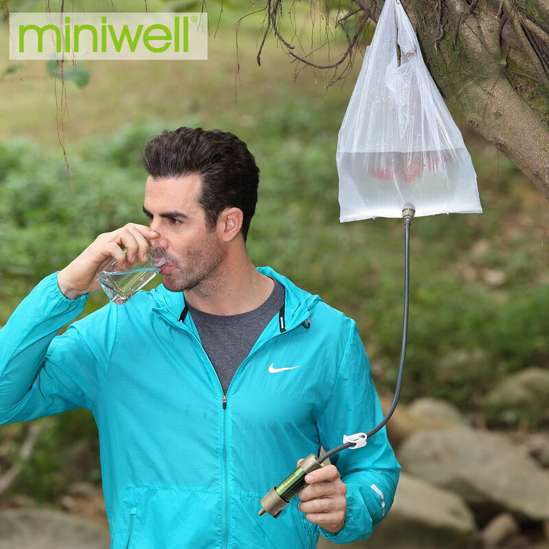 Miniwell-sistema de filtro de agua portátil para acampar, herramienta de supervivencia de emergencia al aire libre con capacidad de filtración de 2000 litros