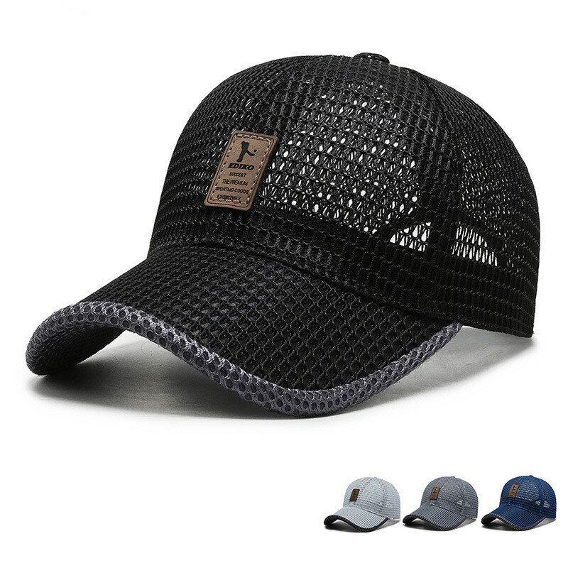 Lato Unisex mężczyźni wędkarstwo czapki baseballowe damskie oddychające siatkowe czapki z prostym daszkiem czarne czapki sportowe Casual Cap