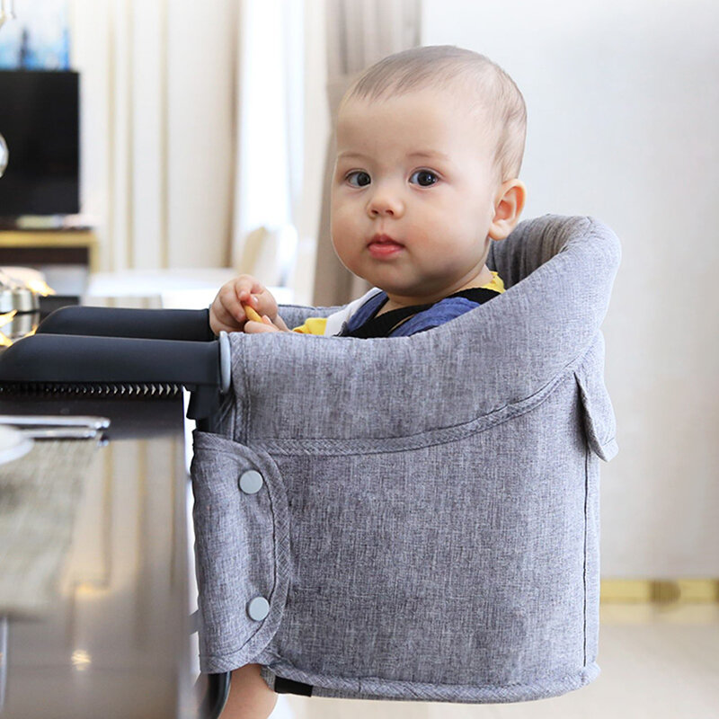 Portable Baby Highchair Foldable Feeding Chair Seat Booster Safety Belt Dining Hook-on Chair Harness Lunch Cushion