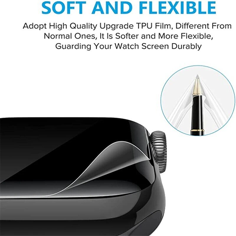 Film Pelindung Layar Penuh Hidrogel Lembut untuk Apple Watch 7 6 SE 5 40MM 44MM 45MM Bukan Kaca untuk IWatch 4 3 2 1 38MM 41MM 42MM