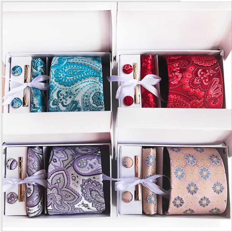 ¡Novedad de 2019! caja de regalo de 6 piezas de corbata ejecutiva de poliéster para hombre, caja de regalo exquisita de ambiente de alta gama