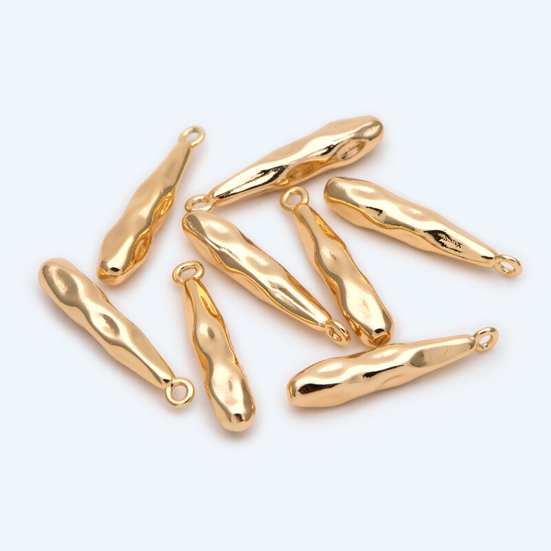 10Pcs Gold Gehamerd Bar Charm Voor Sieraden Maken Diy Materiaal Levert (GB-2416)
