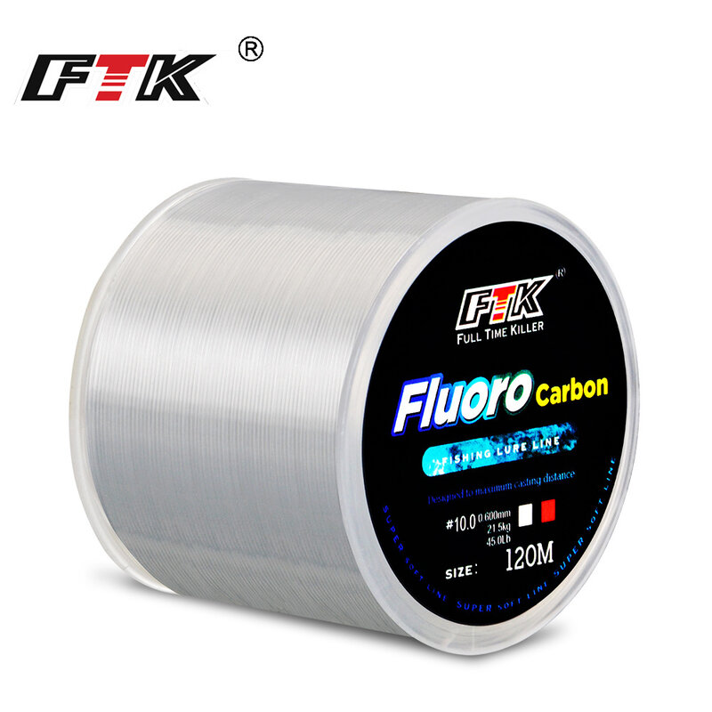 FTK 120m Invisible Fishing Line Speckle Fluorocarbon Coating Fishing Line 0.20mm-0.60mm 7.15LB-45LB Super Strong Spotted Line