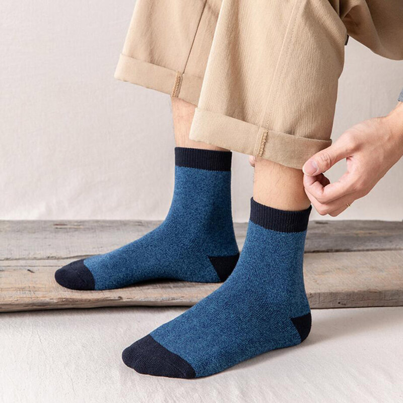 2 pares novos meias grossas masculinas inverno quente algodão terry meia para o homem engrossado casual moda cor masculina streetwear meias