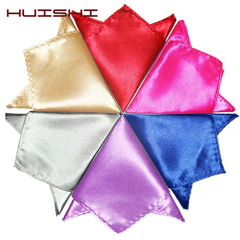 HUISHI-منديل جيب مربع للرجال ، لون عادي ، عتيق ، عصري ، لحفلات الزفاف والعمل ، عالي الجودة