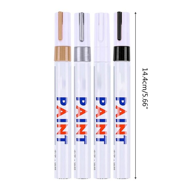 4 Stuks Waterdichte Permanente Diy Metallic Verf Marker Pen Voor Auto Loopvlak Rubber Metalen Kristal Epoxyhars Art Supply