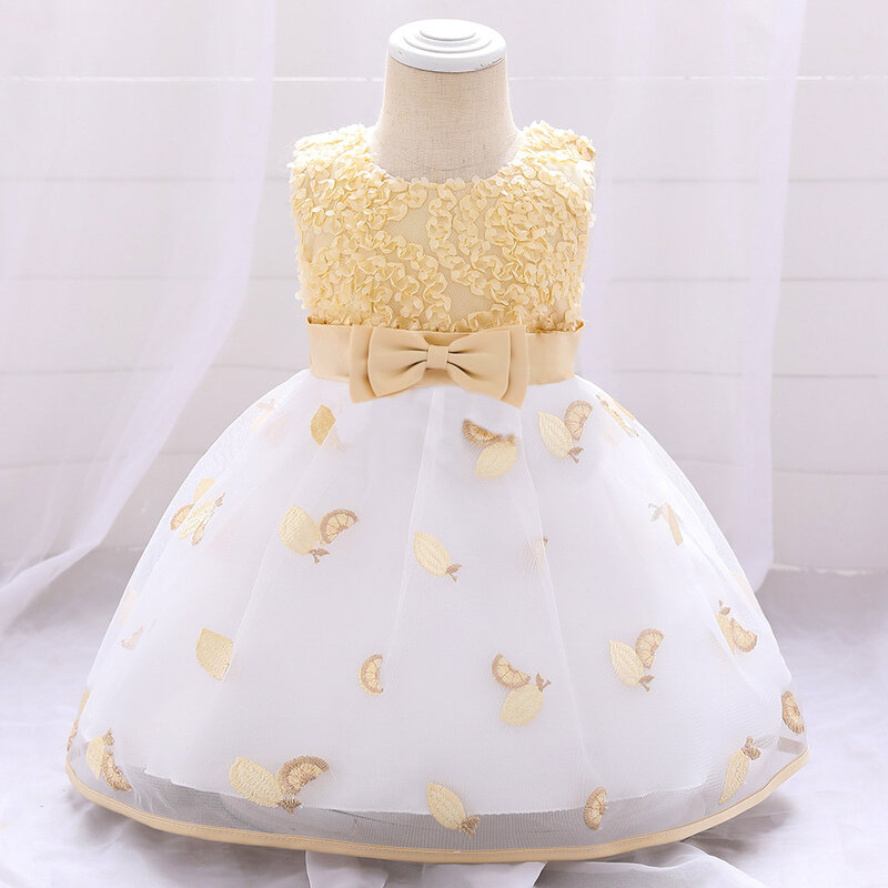 2021 New Baby Princess Dress gonna in filato di luna piena con stampa ricamata